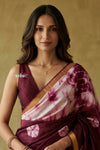 Prakruti ~ Designer Pure Banana Silk Saree in Beige Maroon