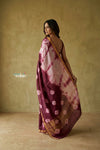 Prakruti ~ Designer Pure Banana Silk Saree in Beige Maroon