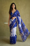 Prakruti ~ Designer Pure Banana Silk Saree in White Blue