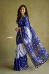 Prakruti ~ Designer Pure Banana Silk Saree in White Blue