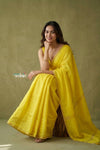Prakruti ~ Designer Pure Banana Silk Saree in Crescent Yellow