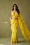 Prakruti ~ Designer Pure Banana Silk Saree in Crescent Yellow