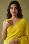 Prakruti ~ Designer Pure Banana Silk Saree in Crescent Yellow
