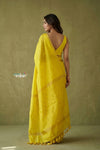 Prakruti ~ Designer Pure Banana Silk Saree in Crescent Yellow