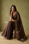 Prakruti ~ Designer Pure Banana Silk Saree in Brown