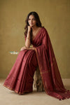 Prakruti ~ Designer Pure Banana Silk Saree in Rose Red