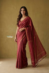 Prakruti ~ Designer Pure Banana Silk Saree in Rose Red