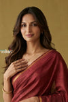 Prakruti ~ Designer Pure Banana Silk Saree in Rose Red