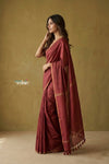 Prakruti ~ Designer Pure Banana Silk Saree in Rose Red