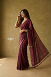 Prakruti ~ Designer Pure Banana Silk Saree in Dark Maroon
