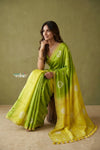 Prakruti ~ Designer Pure Banana Silk Saree in Green & Yellow