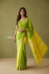 Prakruti ~ Designer Pure Banana Silk Saree in Green & Yellow