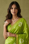Prakruti ~ Designer Pure Banana Silk Saree in Green & Yellow
