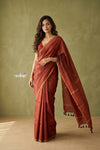 Prakruti ~ Designer Pure Banana Silk Saree in Rust Orange