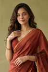 Prakruti ~ Designer Pure Banana Silk Saree in Rust Orange
