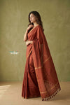 Prakruti ~ Designer Pure Banana Silk Saree in Rust Orange