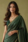 Prakruti ~ Designer Pure Banana Silk Saree in Dark Green