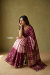 Prakruti ~ Designer Pure Banana Silk Saree in Maroon & White