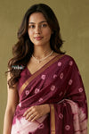 Prakruti ~ Designer Pure Banana Silk Saree in Maroon & White