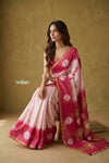 Prakruti ~ Designer Pure Banana Silk Saree in Pink & White