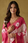 Prakruti ~ Designer Pure Banana Silk Saree in Pink & White