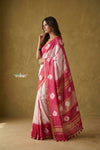 Prakruti ~ Designer Pure Banana Silk Saree in Pink & White