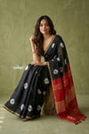 Prakruti ~ Designer Pure Banana Silk Saree in Black & Red