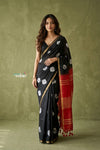 Prakruti ~ Designer Pure Banana Silk Saree in Black & Red