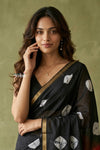 Prakruti ~ Designer Pure Banana Silk Saree in Black & Red