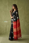 Prakruti ~ Designer Pure Banana Silk Saree in Black & Red