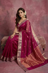 Chandani Chanderi ~ Handwoven Pure Silk Chanderi Saree In Rani Pink - Govt. Silk Mark Certified