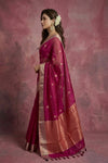 Chandani Chanderi ~ Handwoven Pure Silk Chanderi Saree In Rani Pink - Govt. Silk Mark Certified