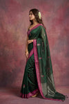 Chandani Chanderi ~ Handwoven Pure Silk Chanderi Saree In Bottle Green - Govt. Silk Mark Certified