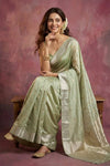 Chandani Chanderi ~ Handwoven Pure Silk Chanderi Saree In Pistachio Green - Govt. Silk Mark Certified