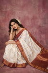 Chandani Chanderi ~ Handwoven Pure Silk Chanderi Saree In White - Govt. Silk Mark Certified