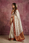 Chandani Chanderi ~ Handwoven Pure Silk Chanderi Saree In White - Govt. Silk Mark Certified