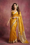 Chandani Chanderi ~ Handwoven Pure Silk Chanderi Saree In Sunrise Yellow - Govt. Silk Mark Certified