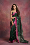 Chandani Chanderi ~ Handwoven Pure Silk Chanderi Saree In Bottle Green - Govt. Silk Mark Certified