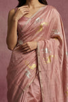 Chandani Chanderi ~ Handwoven Pure Silk Chanderi Saree In Blush PInk - Govt. Silk Mark Certified