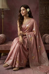 Chandani Chanderi ~ Handwoven Pure Silk Chanderi Saree In Blush PInk - Govt. Silk Mark Certified