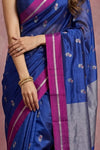 Chandani Chanderi ~ Handwoven Pure Silk Chanderi Saree In Royal Blue - Govt. Silk Mark Certified