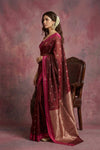 Chandani Chanderi ~ Handwoven Pure Silk Chanderi Saree In Maroon - Govt. Silk Mark Certified