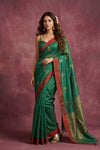 Chandani Chanderi ~ Handwoven Pure Silk Chanderi Saree In Dark Green - Govt. Silk Mark Certified