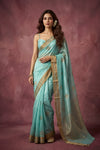 Chandani Chanderi ~ Handwoven Pure Silk Chanderi Saree In Sea Blue - Govt. Silk Mark Certified