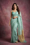 Chandani Chanderi ~ Handwoven Pure Silk Chanderi Saree In Celeste Blue  - Govt. Silk Mark Certified