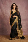 Chandani Chanderi ~ Handwoven Pure Silk Chanderi Saree In Black - Govt. Silk Mark Certified
