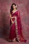 Chandani Chanderi ~ Handwoven Pure Silk Chanderi Saree In Rani Pink - Govt. Silk Mark Certified