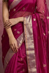 Chandani Chanderi ~ Handwoven Pure Silk Chanderi Saree In Rani Pink - Govt. Silk Mark Certified
