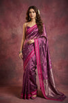 Chandani Chanderi ~ Handwoven Pure Silk Chanderi Saree In Plum Blush Pink - Govt. Silk Mark Certified