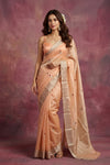 Chandani Chanderi ~ Handwoven Pure Silk Chanderi Saree In Peach - Govt. Silk Mark Certified